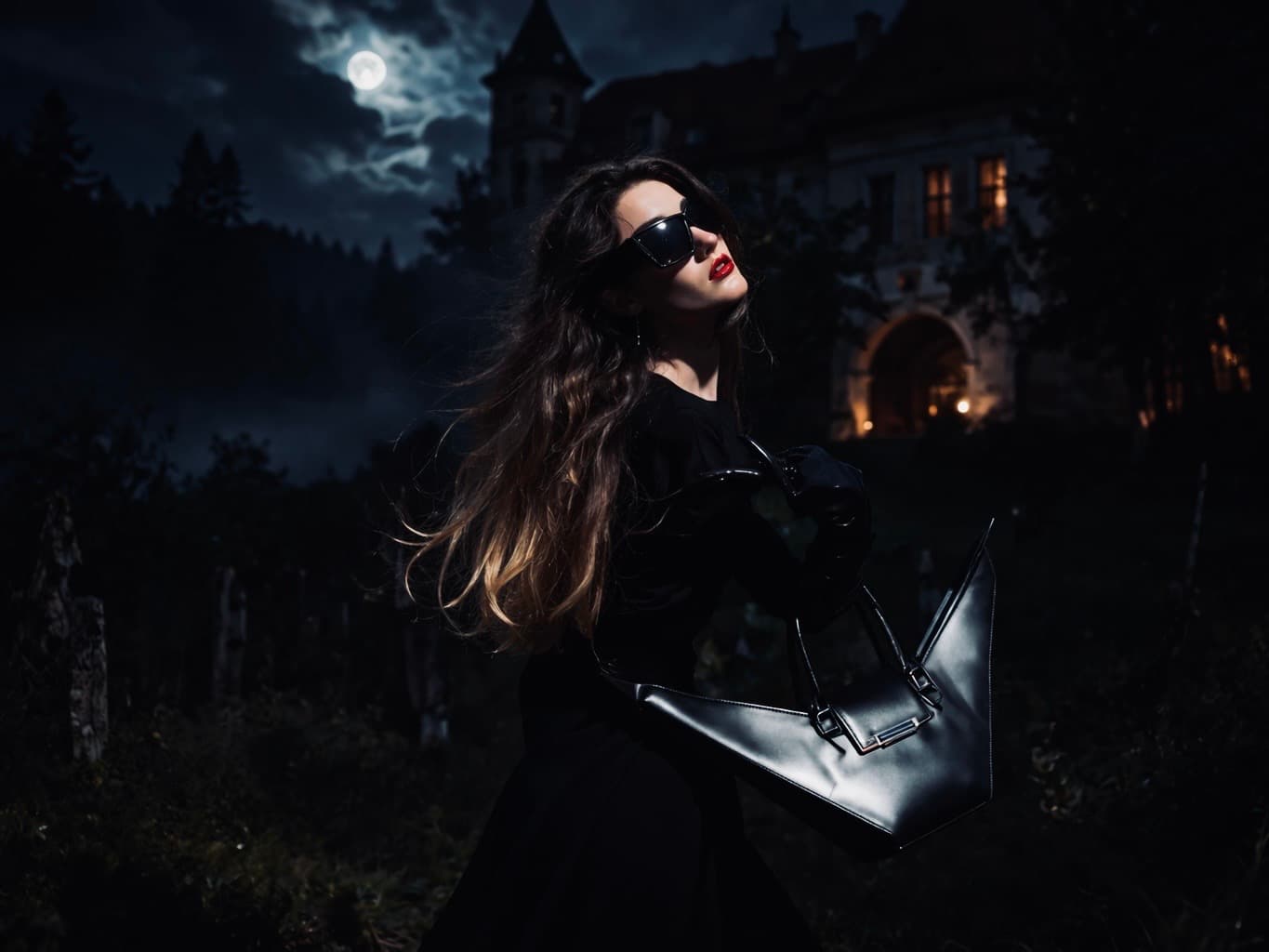 Nostradovus — handcrafted leather bag under moonlight